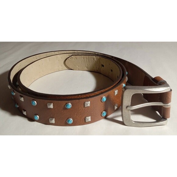 Vintage Southwestern Style Turquoise Mens Leather Belt Size 2xL & 50 inches long